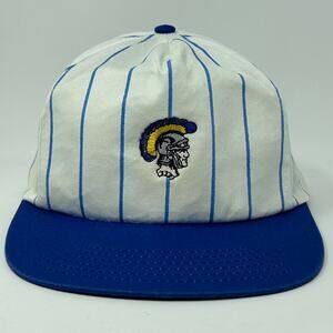 Vintage 80s 90s USC Trojans Hat Baseball Cap University Pinstripe Snapback White
